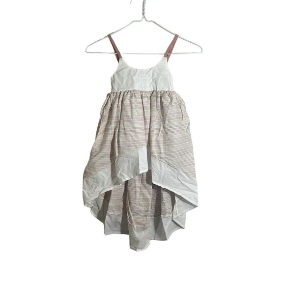 Pleiades Girl Dress Size 2T Tan Stripe White Tank Hi Low Summer Windsong Striped - Picture 1 of 12